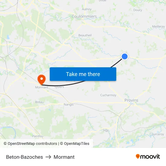Beton-Bazoches to Mormant map