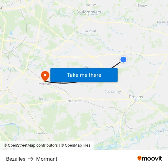 Bezalles to Mormant map