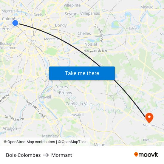 Bois-Colombes to Mormant map