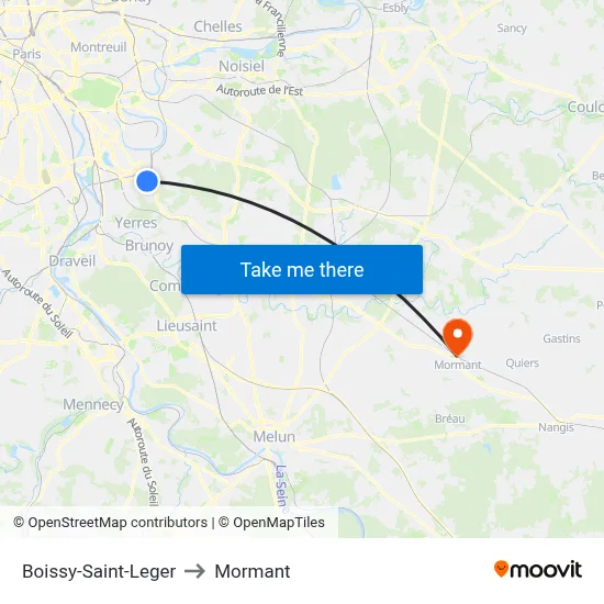 Boissy-Saint-Leger to Mormant map