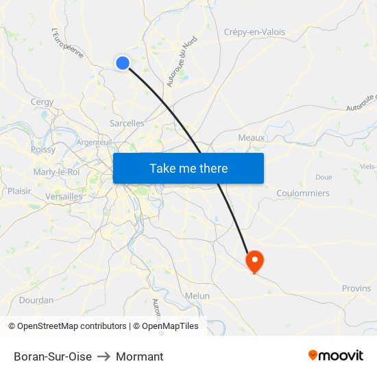 Boran-Sur-Oise to Mormant map