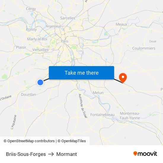 Briis-Sous-Forges to Mormant map