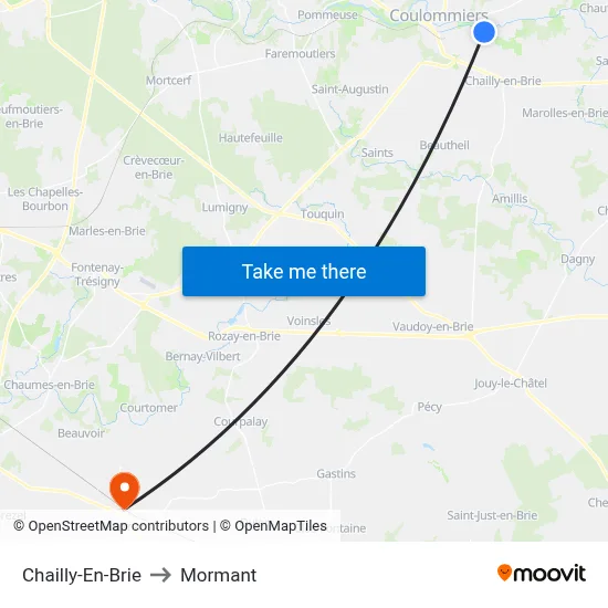 Chailly-En-Brie to Mormant map