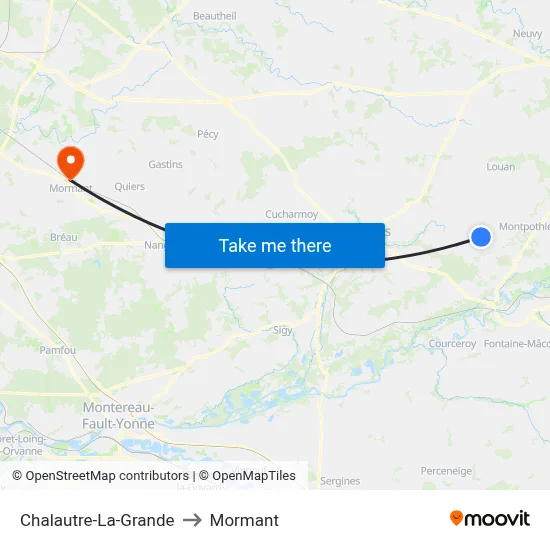 Chalautre-La-Grande to Mormant map