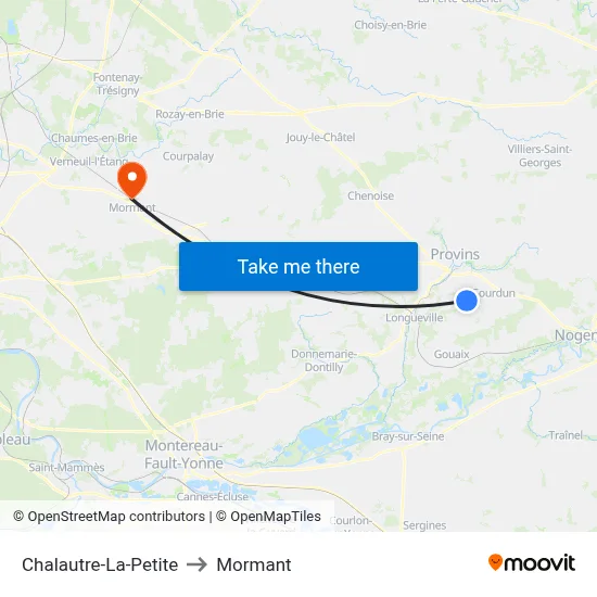Chalautre-La-Petite to Mormant map