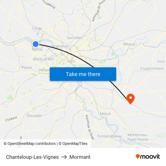 Chanteloup-Les-Vignes to Mormant map