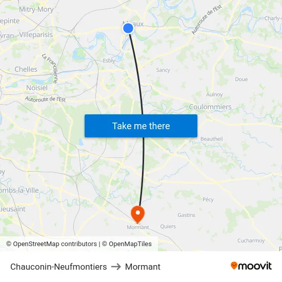 Chauconin-Neufmontiers to Mormant map