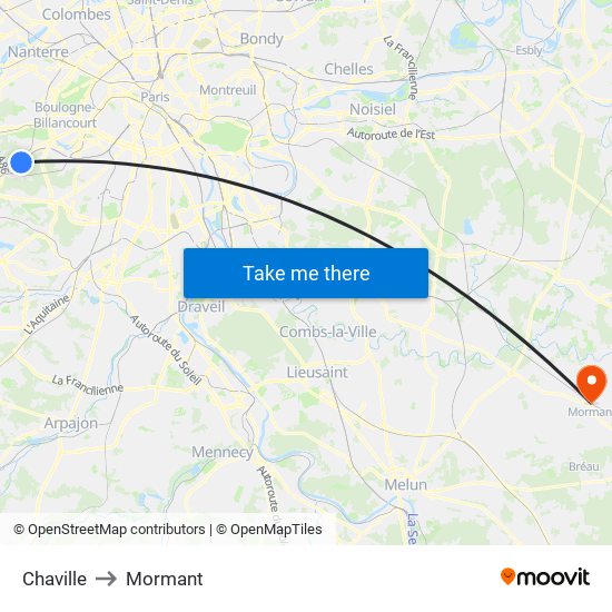 Chaville to Mormant map