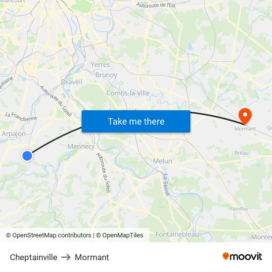 Cheptainville to Mormant map