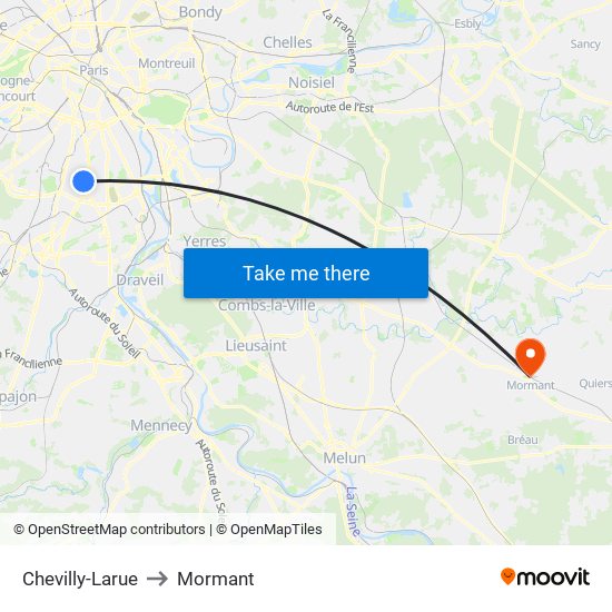 Chevilly-Larue to Mormant map
