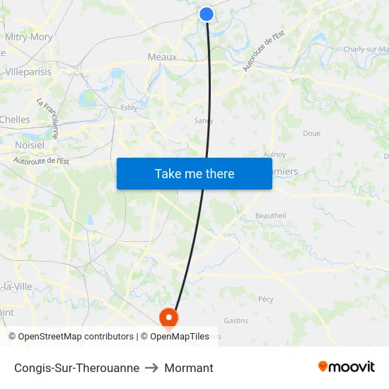 Congis-Sur-Therouanne to Mormant map