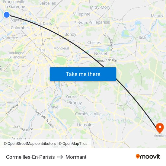 Cormeilles-En-Parisis to Mormant map