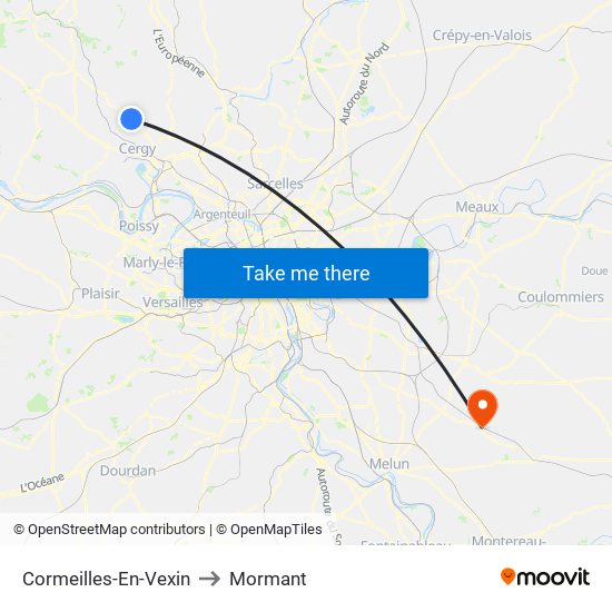 Cormeilles-En-Vexin to Mormant map