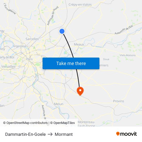 Dammartin-En-Goele to Mormant map