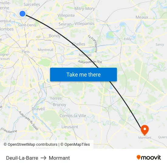 Deuil-La-Barre to Mormant map