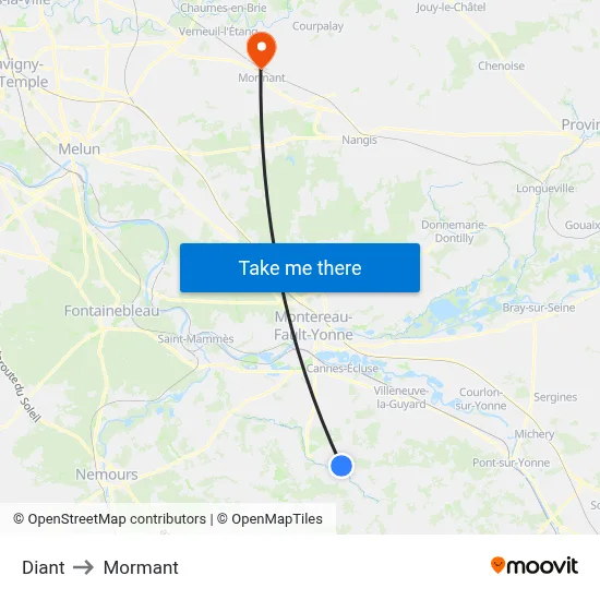 Diant to Mormant map