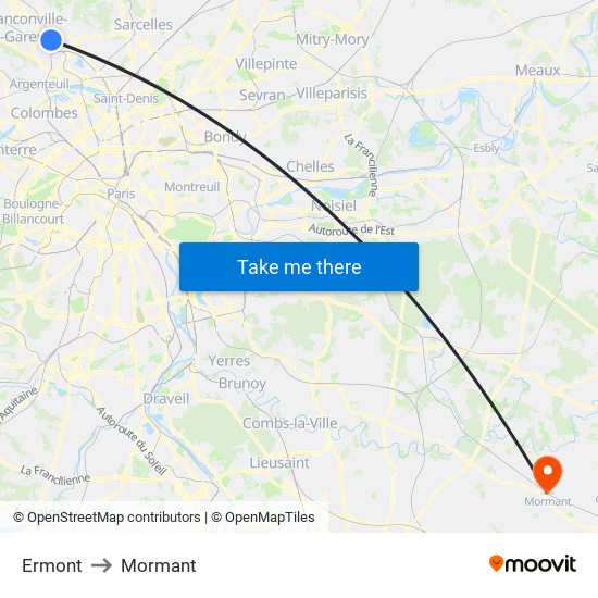 Ermont to Mormant map