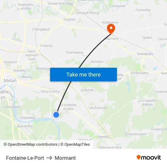 Fontaine-Le-Port to Mormant map