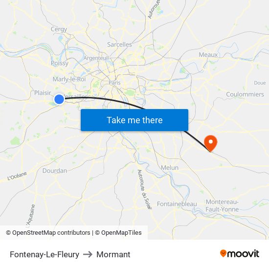Fontenay-Le-Fleury to Mormant map