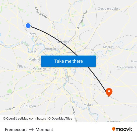 Fremecourt to Mormant map