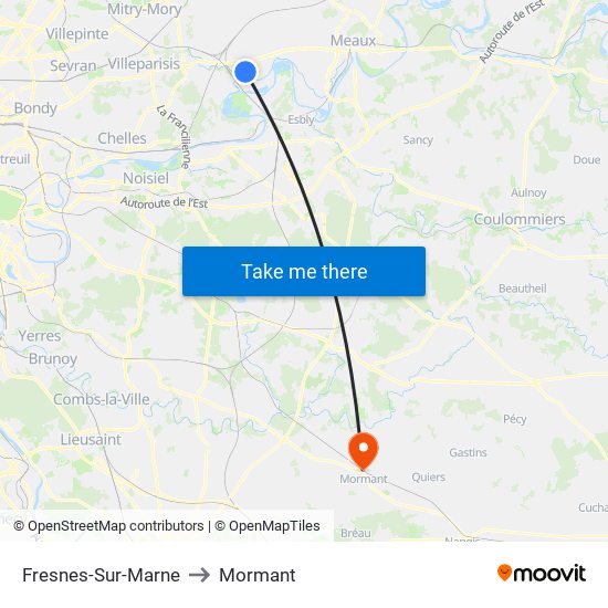 Fresnes-Sur-Marne to Mormant map