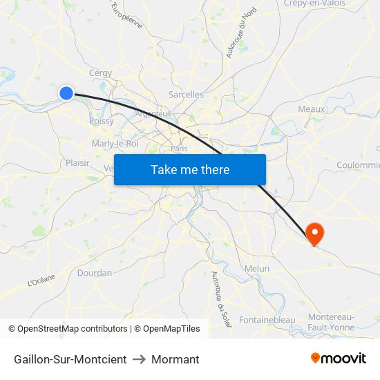 Gaillon-Sur-Montcient to Mormant map