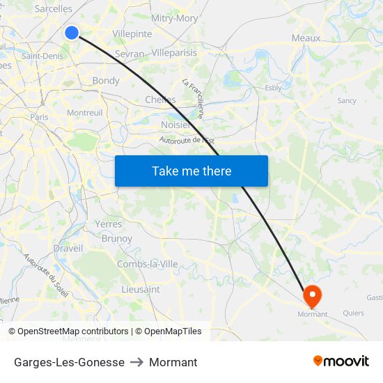 Garges-Les-Gonesse to Mormant map