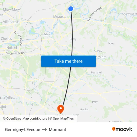 Germigny-L'Eveque to Mormant map