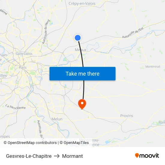 Gesvres-Le-Chapitre to Mormant map