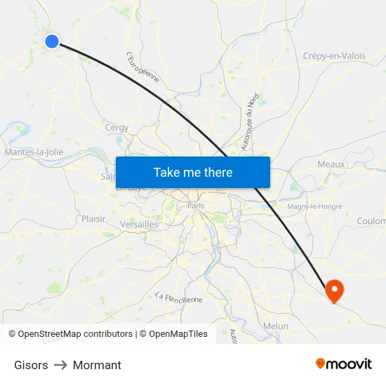Gisors to Mormant map