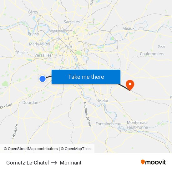 Gometz-Le-Chatel to Mormant map