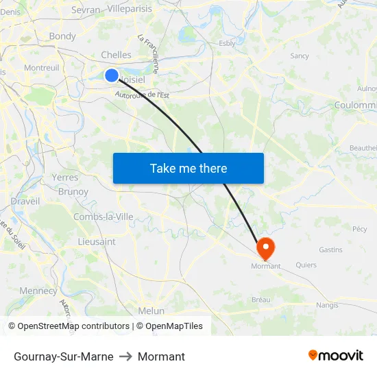 Gournay-Sur-Marne to Mormant map