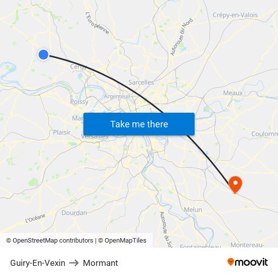 Guiry-En-Vexin to Mormant map