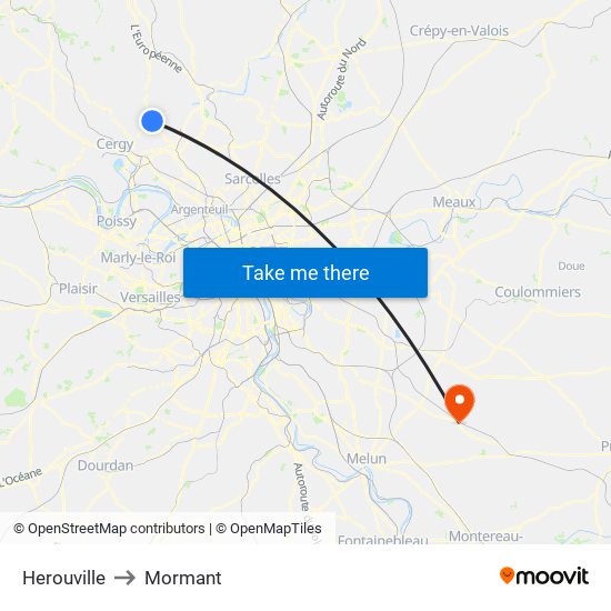 Herouville to Mormant map