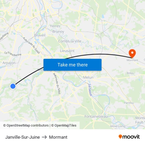 Janville-Sur-Juine to Mormant map
