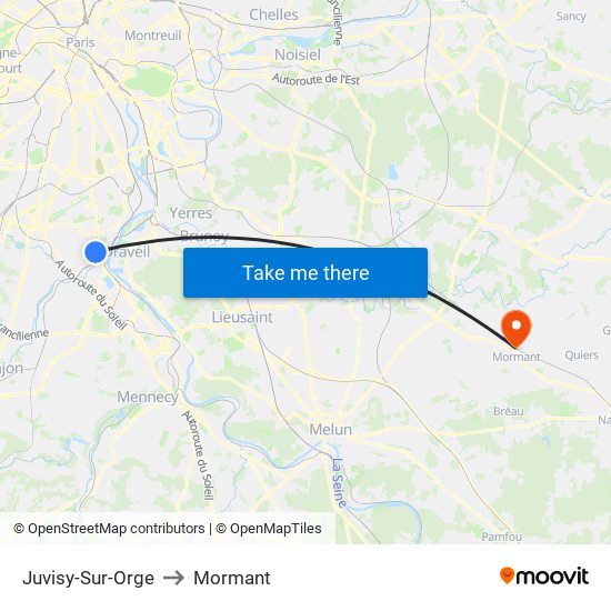 Juvisy-Sur-Orge to Mormant map