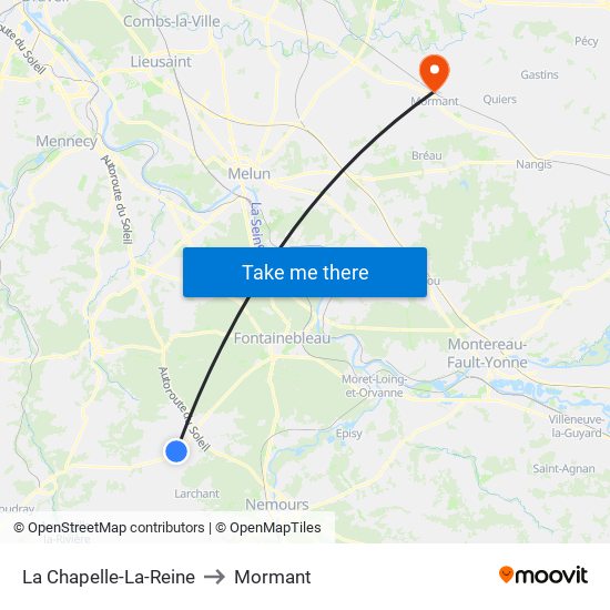 La Chapelle-La-Reine to Mormant map