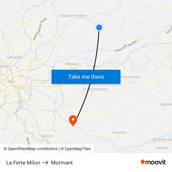 La Ferte-Milon to Mormant map