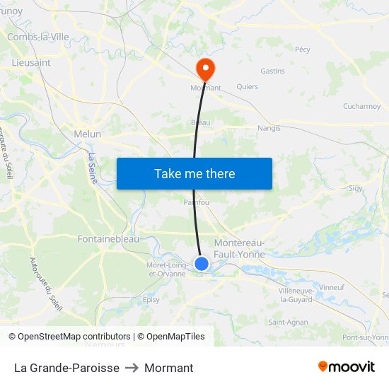 La Grande-Paroisse to Mormant map