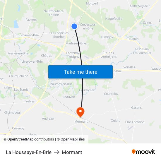 La Houssaye-En-Brie to Mormant map