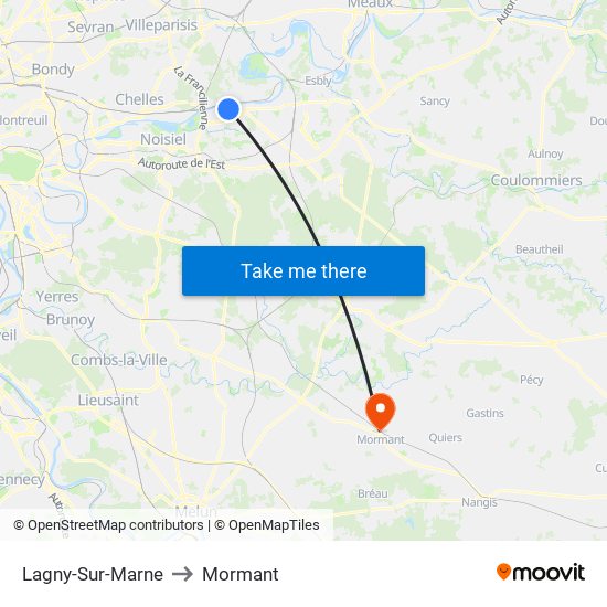 Lagny-Sur-Marne to Mormant map