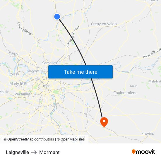 Laigneville to Mormant map