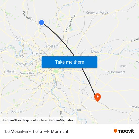 Le Mesnil-En-Thelle to Mormant map