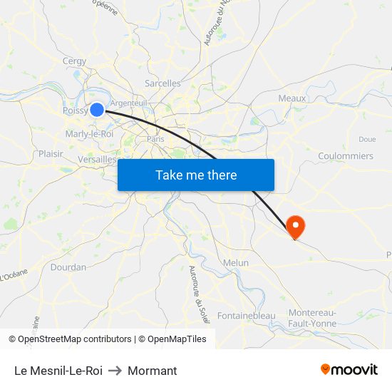 Le Mesnil-Le-Roi to Mormant map