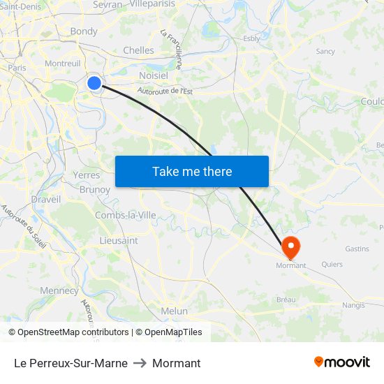 Le Perreux-Sur-Marne to Mormant map
