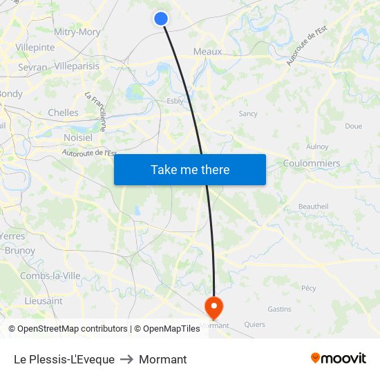 Le Plessis-L'Eveque to Mormant map