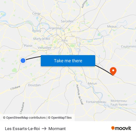 Les Essarts-Le-Roi to Mormant map