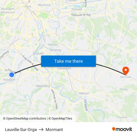 Leuville-Sur-Orge to Mormant map
