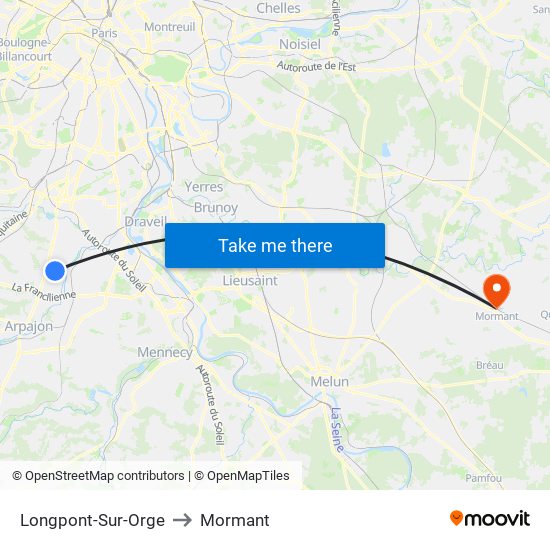 Longpont-Sur-Orge to Mormant map