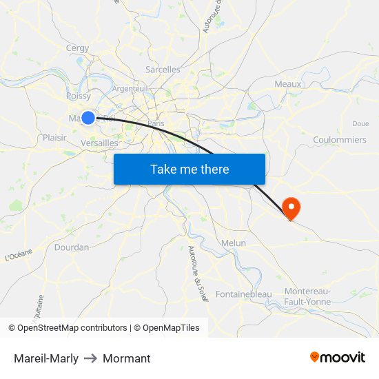 Mareil-Marly to Mormant map